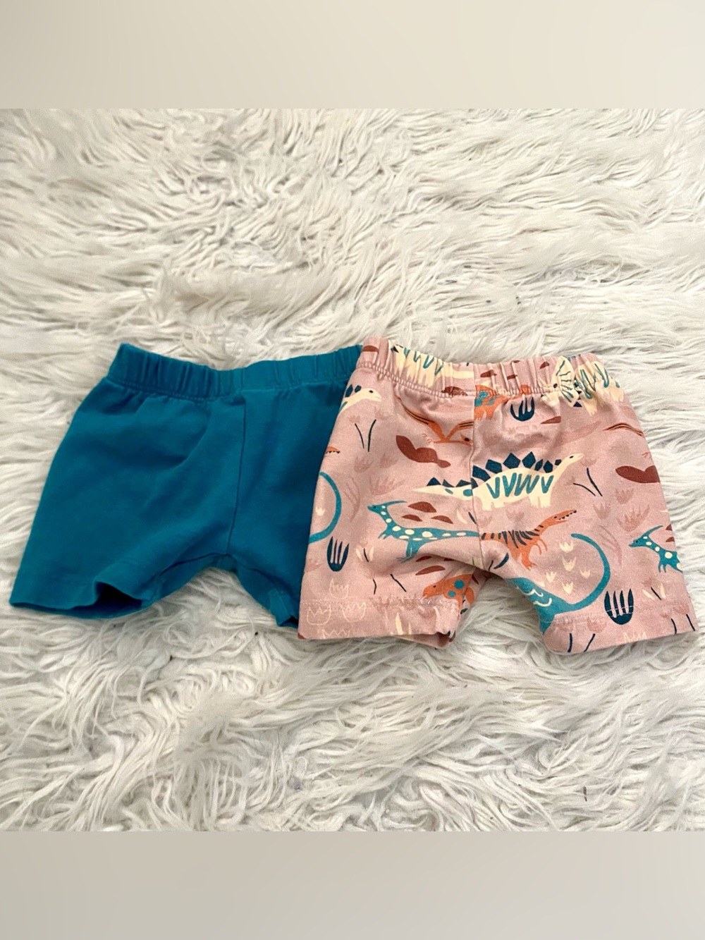 PICCOLINA Set of 2 Baby Shorts Dino Pink Teal Size 6-12 Months